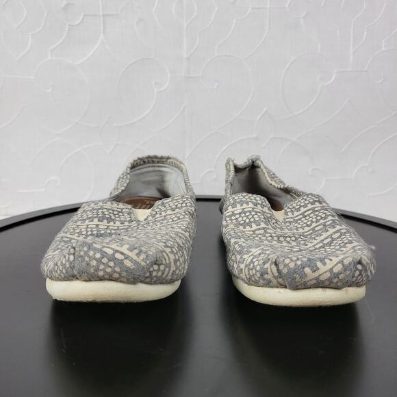 Toms Classic Womens Shoes Size 7 Light Gray Printed Wool Canvas Slip On Flats - Picture 9 of 10